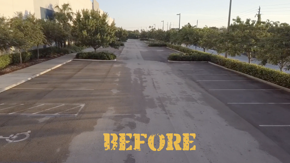Before: faded and worn parking lot, a G&M Paving project